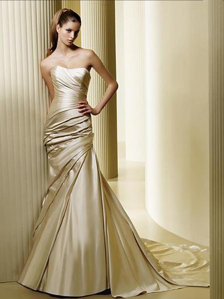 Splendid and Glamorous in Gold Wedding Dresses